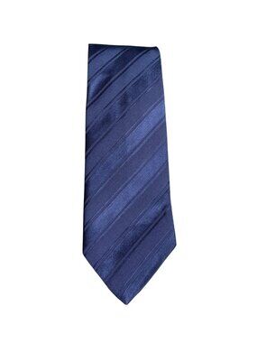 XMI Atkinsons Royal Irish Poplin 50% Silk 50% Wool Royal Blue Stripe Necktie Men